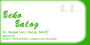 beko balog business card